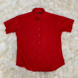 Vintage Red Button Short Sleeve Club Party Shirt